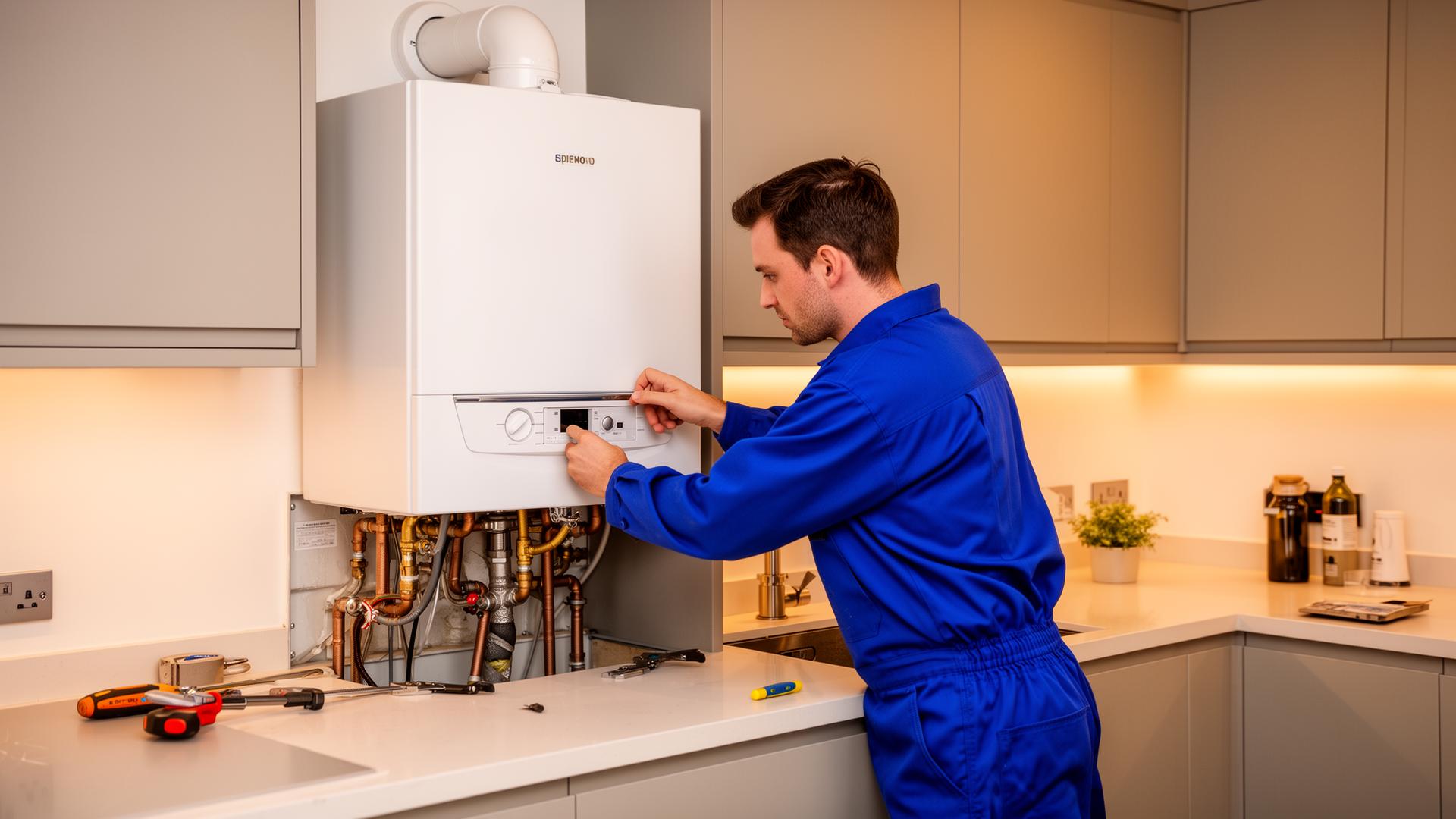 Professional plumber at work